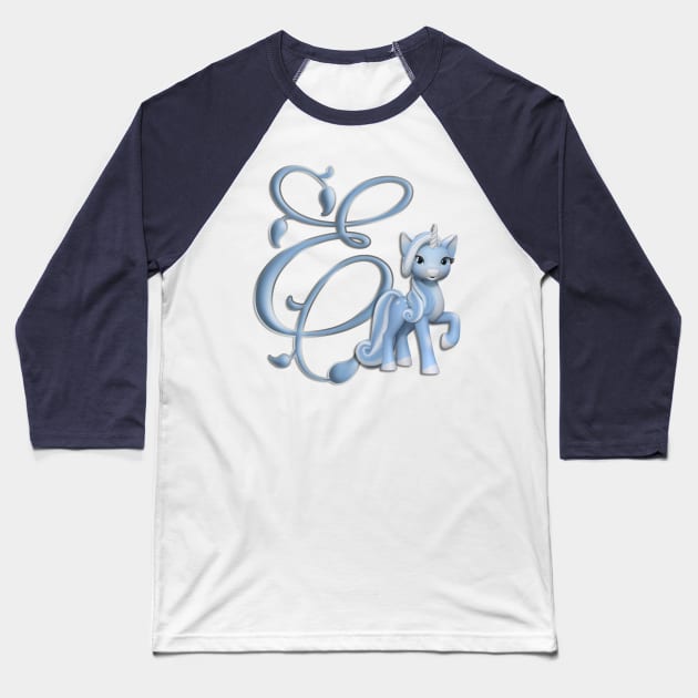 Monogram E Custom Unicorn Baseball T-Shirt by AlondraHanley